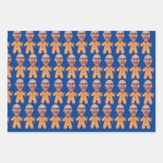 Personalisiertes Gesicht Foto Lebkuchen Weihnachte Geschenkpapier Set (Vorderseite 3)