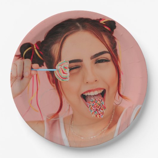 Personalisiertes Gesicht Foto Selfie Einfache Mode Pappteller (Vorderseite)