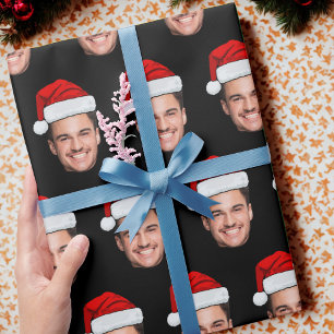 Personalisiertes Gesicht Foto Weihnachtsmann Hut W Geschenkpapier