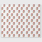 Personalisiertes Gesicht Foto Weihnachtsmannmütze Geschenkpapier (Flach)