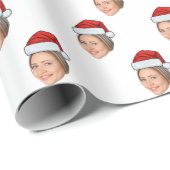 Personalisiertes Gesicht Foto Weihnachtsmannmütze Geschenkpapier (Rolleneckpunkt)