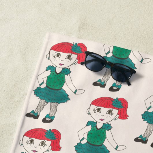 Personalisiertes Gestochen Dance Class Redhead Fre Strandtuch (Beispiel)