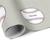 Personalisiertes gestreiftes Baseball-Geschenkpapi Geschenkpapier (Rolleneckpunkt)