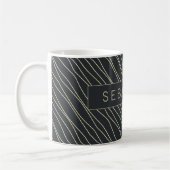 Personalisiertes gestreiftes dunkelblaues Muster Kaffeetasse (Links)
