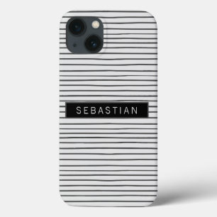 Personalisiertes gestreiftes grauweißes Muster Case-Mate iPhone Hülle