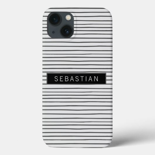 Personalisiertes gestreiftes grauweißes Muster Case-Mate iPhone Hülle (Rückseite)