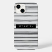 Personalisiertes gestreiftes grauweißes Muster Case-Mate iPhone Hülle (Rückseite)