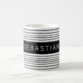 Personalisiertes gestreiftes grauweißes Muster Kaffeetasse (Mittel)