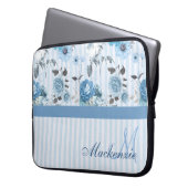 Personalisiertes gestreiftes Muster mit blauen Blu Laptopschutzhülle (Vorderseite Links)