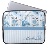 Personalisiertes gestreiftes Muster mit blauen Blu Laptopschutzhülle (Vorderseite)