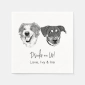 Personalisiertes Getränk für Hunde, schwarz und we Serviette (Vorderseite)