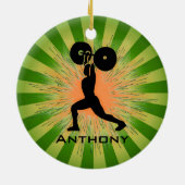 Personalisiertes GewichtLifter/BodyBuilder-Ornamen Keramikornament (Hinten)