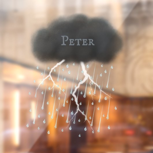 Personalisiertes Gewitter Wolkenregen & Blitze Fensteraufkleber (Blatt 2)