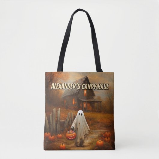 Personalisiertes Ghost-Trick-oder-Leckerei-Beutel Tasche (Vorderseite)
