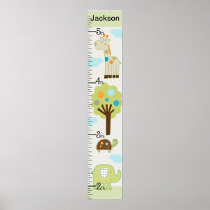Personalisiertes Giggle Gang Animals Growth Chart Poster