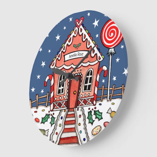 Personalisiertes Gingerbrot-Haus Akryluhr Große Wanduhr (Winkel)