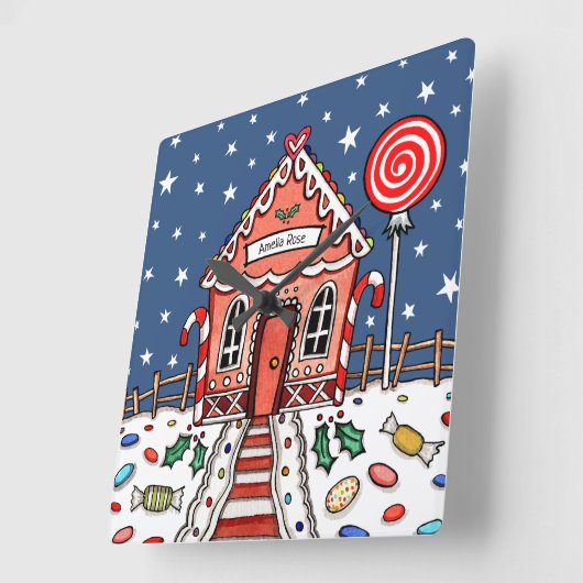 Personalisiertes Gingerbrot-Haus Akryluhr Quadratische Wanduhr (Winkel)