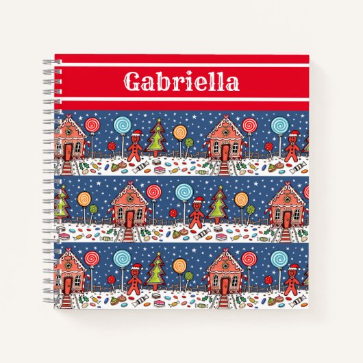 Personalisiertes Gingerbrot House Notebook Notizblock (Vorderseite)