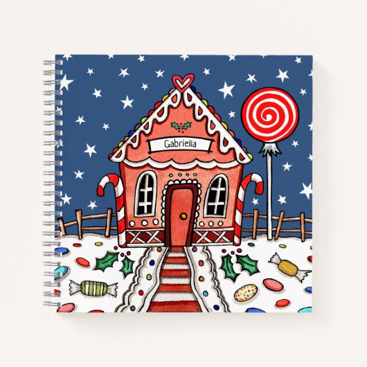 Personalisiertes Gingerbrot House Notebook Notizblock (Vorderseite)