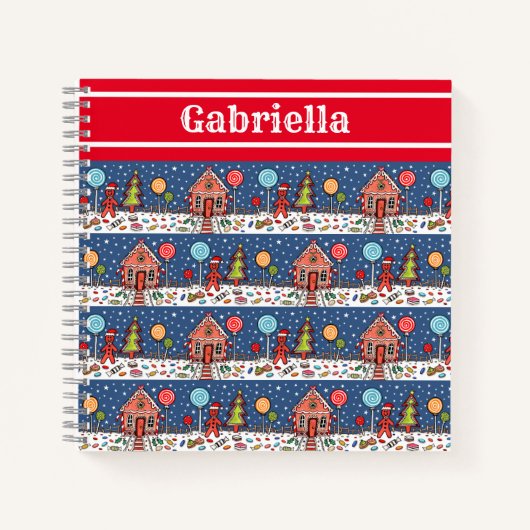 Personalisiertes Gingerbrot House Notebook Notizblock (Vorderseite)