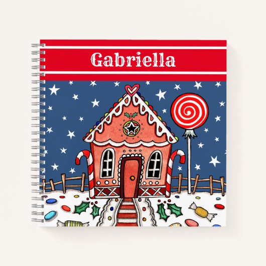 Personalisiertes Gingerbrot House Notebook Notizblock (Vorderseite)