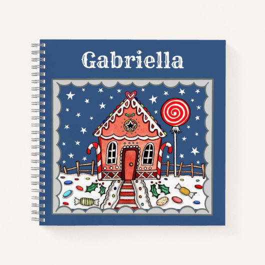 Personalisiertes Gingerbrot House Notebook Notizblock (Vorderseite)