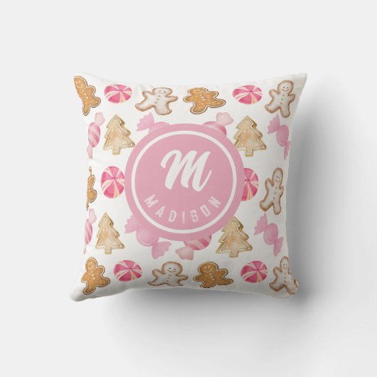 Personalisiertes Gingerbrot und Zuckerplättchen ro Kissen (Rückseite)