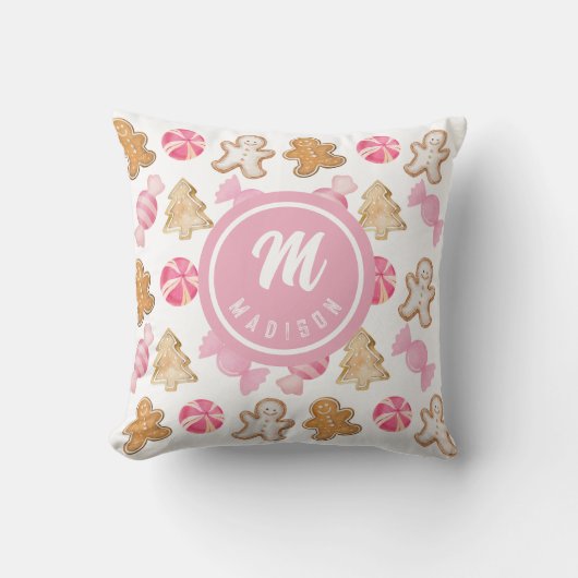 Personalisiertes Gingerbrot und Zuckerplättchen ro Kissen (Vorderseite)