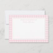 Personalisiertes Gingham-Muster in Rosa und Weiß Dankeskarte (Vorderseite)