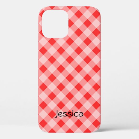 Personalisiertes Gingham Muster iPhone 12 Fall Case-Mate iPhone Hülle (Rückseite)