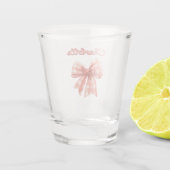 Personalisiertes Gingham-Schleifendesign in Schrif Schnapsglas (Rückseite)