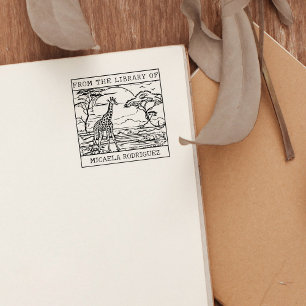 Personalisiertes Giraffe-Buchzeichen Gummistempel