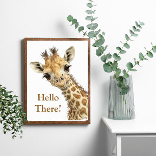 Personalisiertes Giraffe Niedliches Aquarellfarben Poster