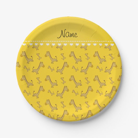 Personalisiertes Giraffenmuster Pappteller (Vorderseite)
