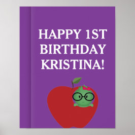 Personalisiertes Girl Bookworm Geburtstagspopster Poster