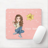 Personalisiertes Girl Boss-Mauspad mit Herzen Mousepad (Mit Mouse)