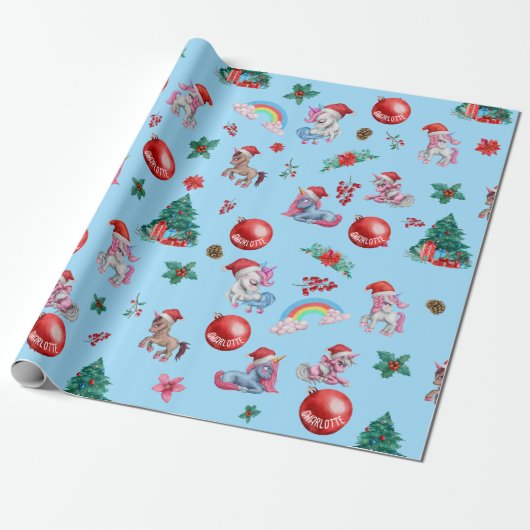 Personalisiertes Girl Christmas Wrapping Paper Uni Geschenkpapier (Ungerollt)