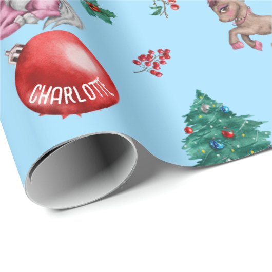 Personalisiertes Girl Christmas Wrapping Paper Uni Geschenkpapier (Rolleneckpunkt)
