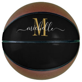 Personalisiertes Girl-Gold-Mit Monogramm Skript Basketball
