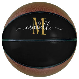 Personalisiertes Girl-Gold-Mit Monogramm Skript Basketball