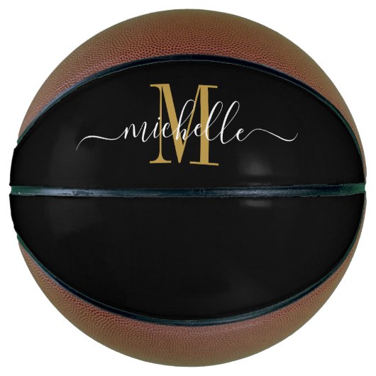 Personalisiertes Girl-Gold-Mit Monogramm Skript Basketball (Vorderseite)