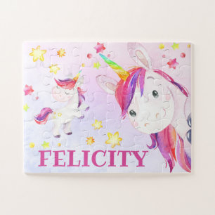 Personalisiertes Girl Rainbow Einhornpuzzle für K Puzzle