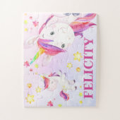 Personalisiertes Girl Rainbow Einhornpuzzle für Ki Puzzle (Vertikal)