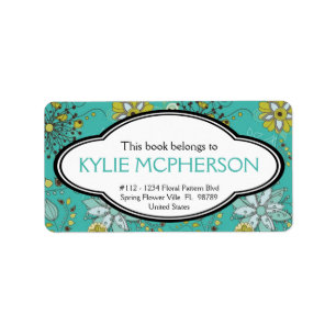 Personalisiertes Girl Spring Blumenmuster Buchzeic Adressaufkleber