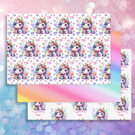 Personalisiertes Girl's Birthday Unicorn Themed Geschenkpapier Set