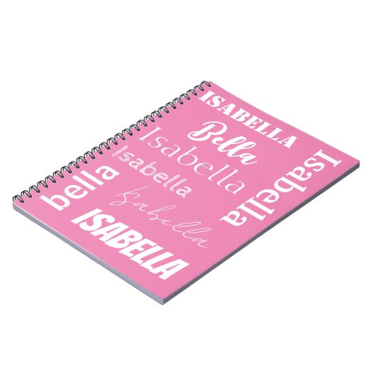 Personalisiertes Girl's Name Pink Notebook Notizblock (Linke Seite)