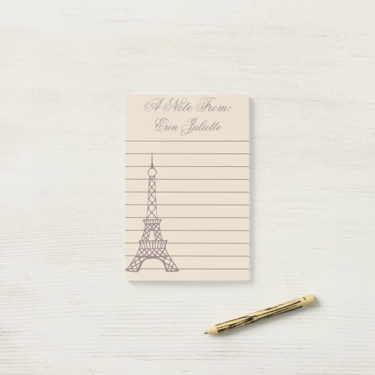 Personalisiertes Girl's Paris Eiffel Tower-Geschen Post-it Klebezettel (Auf Schreibtisch)