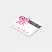 Personalisiertes Girl's Retro Pink Bow Notes Gesch Post-it Klebezettel (angewinkelt)