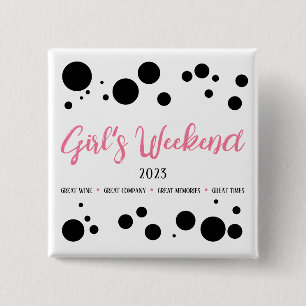 Personalisiertes Girl's Weekend Pink Dotted Button