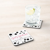 Personalisiertes Girl's Weekend Pink Dotted Getränkeuntersetzer (Rechte Seite)